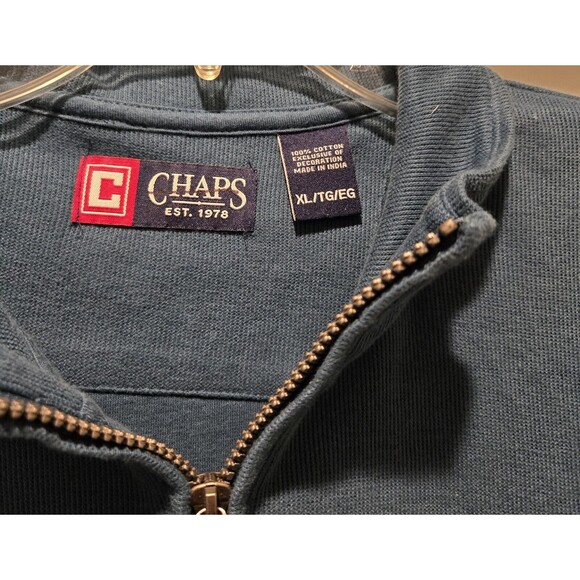 Chaps Mens XL Blue‎ Quarter Zip Long Sleeve Pullover Casual Shirt - Picture 3 of 6
